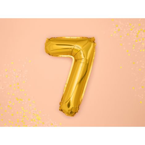 Balon foliowy na hel Cyfra "7" 40cm złoty - 3